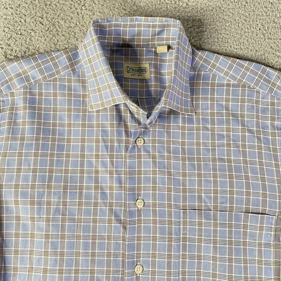 Vintage Gitman Bros Shirt Mens Medium Blue Plaid Button Long Sleeve USA Made - Picture 2 of 8